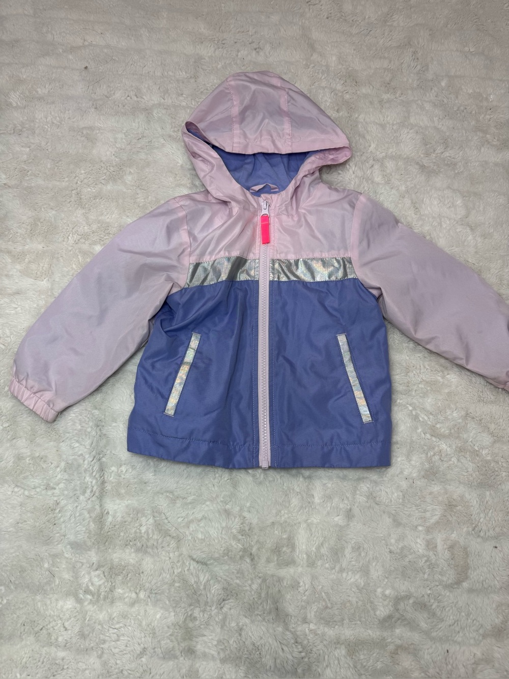 Cat & Jack Colorblock Hooded Windbreaker Jacket - Pink & Purple